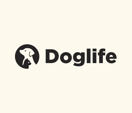 Logo minimalista con icona circolare di cane