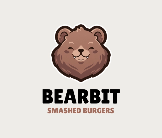 Logo per hamburger con simpatica mascotte orso