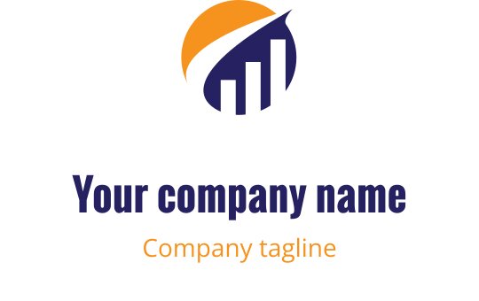Design del logo moderno con un grafico a barre in crescita e un elemento sole