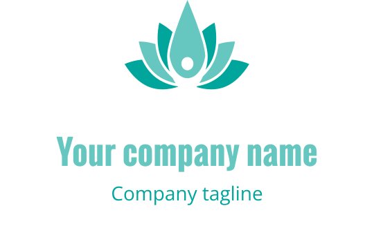 Logo design elegante di un fiore di loto turchese con petali arrotondati