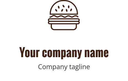 Logo design bold in bordeaux con un hamburger stilizzato e elementi sovrapposti