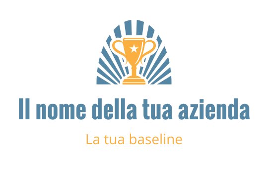 Logo design di trofeo con raggi blu e accenti arancioni