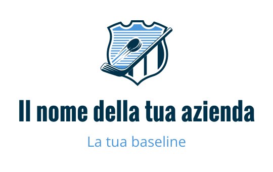 Logo design a forma di scudo con un bastone da golf e strisce blu