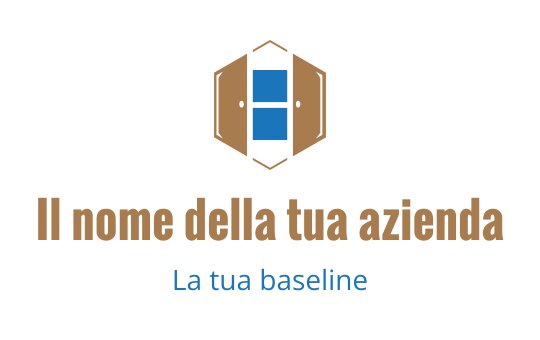 Design del logo moderno con una porta stilizzata e accenti blu