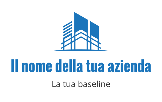 Logo design moderno di un edificio blu con linee eleganti e struttura