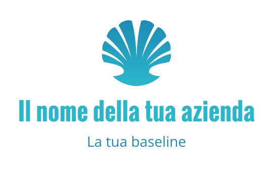 Logo design stilizzato di una conchiglia blu con linee curve eleganti