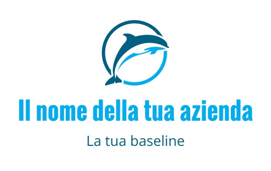 Design del logo moderno di un delfino blu con contorno circolare