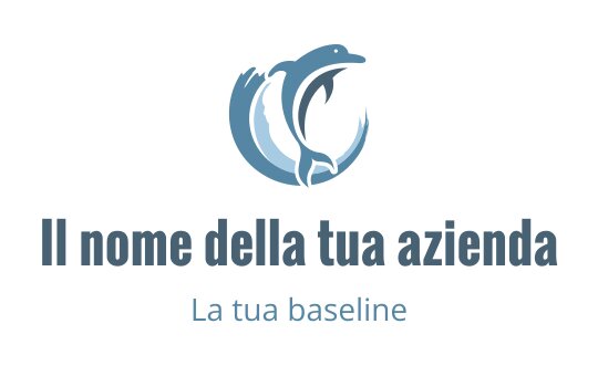 Logo di delfino stilizzato con onde blu fluide