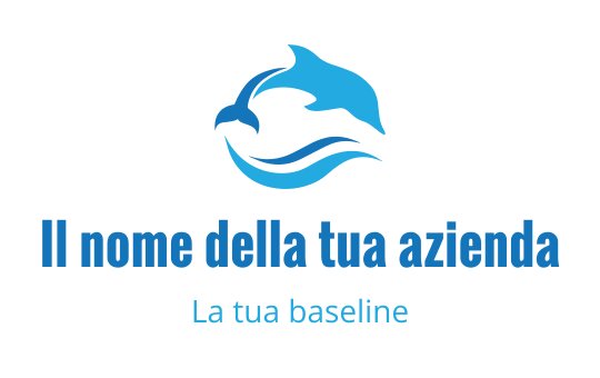Logo di un delfino dinamico con onde fluide in tonalità di blu