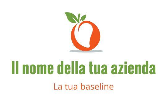 Logo di arancia fresca con foglie verdi e uno stile moderno