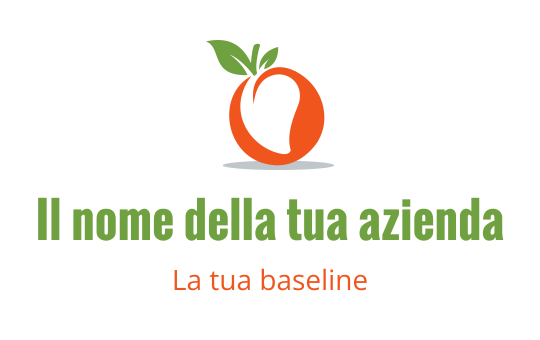 Logo di arancia fresca con foglie verdi e uno stile moderno