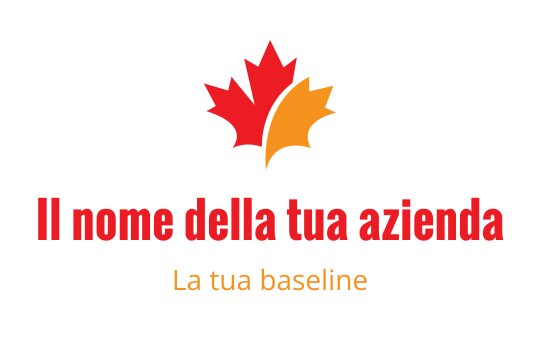 Logo design di una foglia d'acero colorata con elementi rossi e arancioni