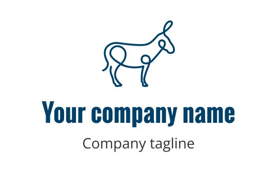Logo design minimalista di una mucca in arte lineare blu