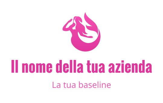 Logo design elegante di sirena rosa con capelli e coda fluenti
