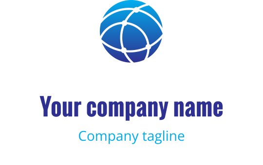 Logo design moderno di un globo blu con linee interconnesse