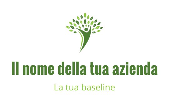 Logo design moderno di un albero verde con tronco e foglie stilizzati