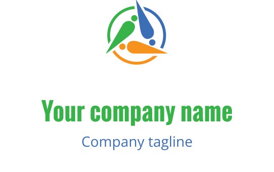 Logo colorato con figure interconnesse in lime, teal e arancione