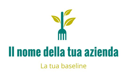 Logo moderno con una forchetta da cui emergono foglie verdi