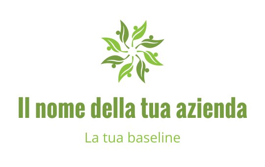 Logo moderno verde con un arrangiamento circolare di foglie