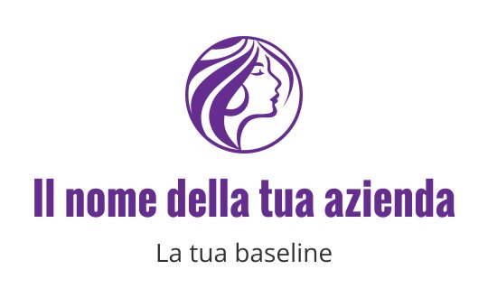 Logo elegante viola con il profilo di una donna dai capelli fluenti