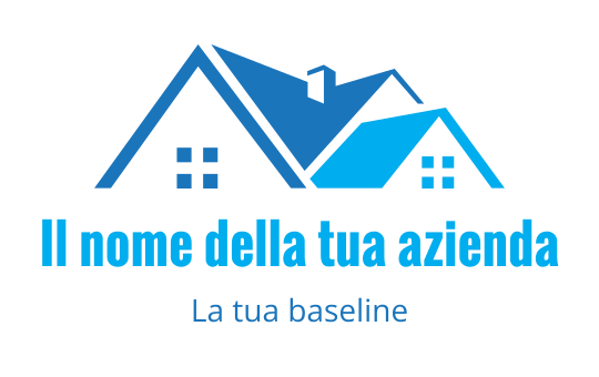 Logo design in turchese e ciano con silhouette stilizzata di un tetto