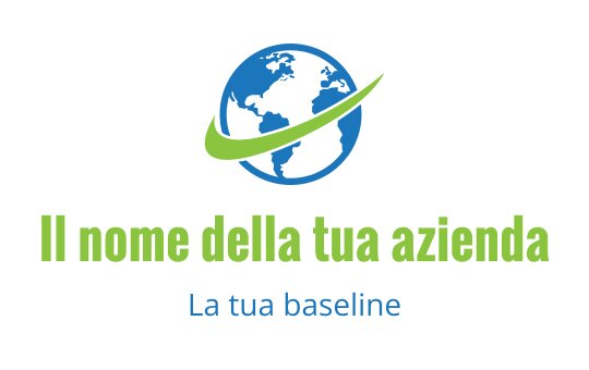 Logo moderno di un globo con una striscia verde e continenti blu
