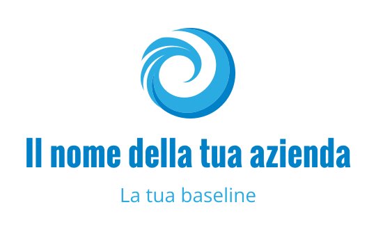 Logo design moderno con un vortice blu e elementi di movimento dinamico