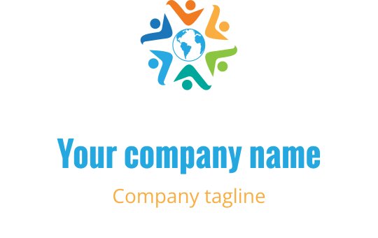 Logo colorato con figure interconnesse attorno a un globo