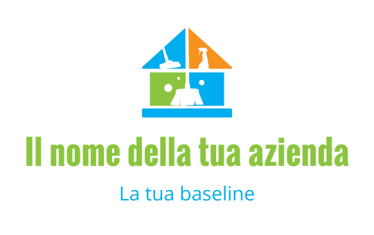 Logo di una casa colorata con strumenti in blu, verde e arancione