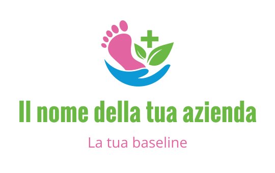 Logo colorato con un'impronta rosa e foglie verdi in una mano blu