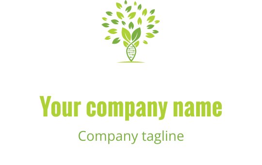 Logo design moderno di un albero verde con foglie arrotondate e tronco stilizzato