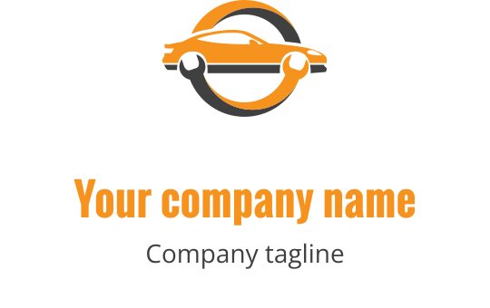 Logo di un'auto arancione elegante con accenti grigi circolari