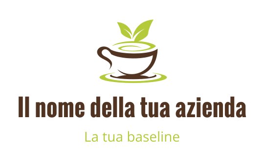 Design del logo moderno con una tazza, foglie verdi e onde d'acqua
