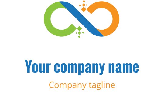 Logo di infinito vibrante con colori arancione, lime e teal