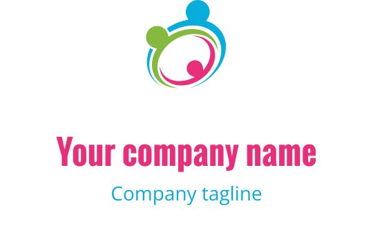 Logo colorato con cerchi interconnessi in verde, blu e rosa