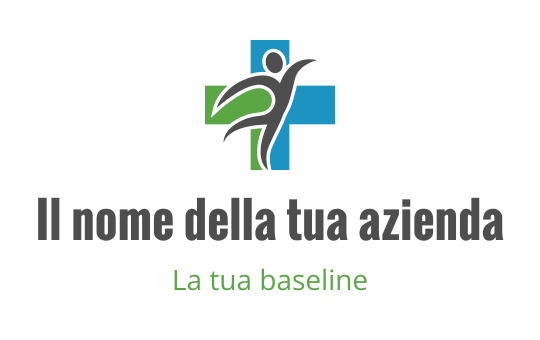 Logo dinamico con una figura stilizzata e elementi verdi e blu