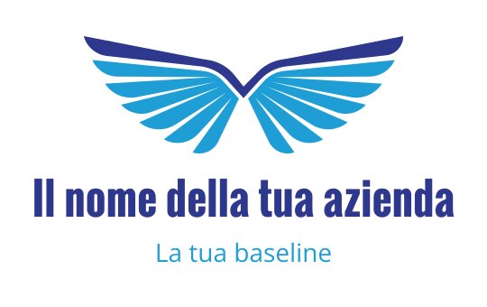 Design del logo con ali blu elegante, moderno e dinamico