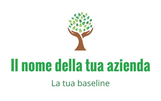 Logo moderno con un albero, foglie verdi e mani