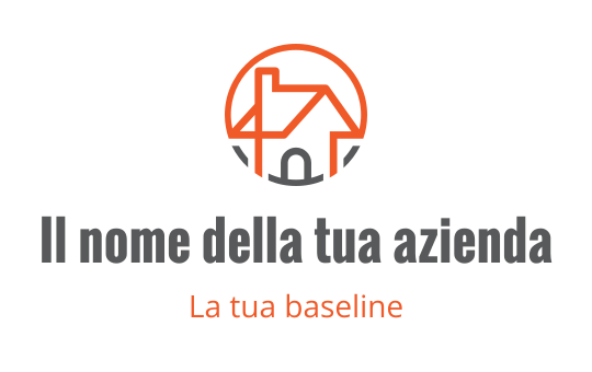 Logo di una casa moderna con contorno circolare arancione e dettagli grigi