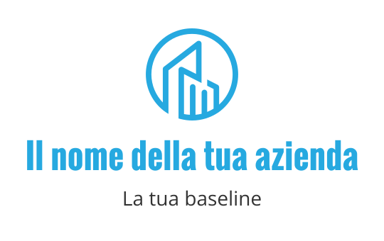 Logo moderno blu con forme di edifici astratti all'interno di un cerchio