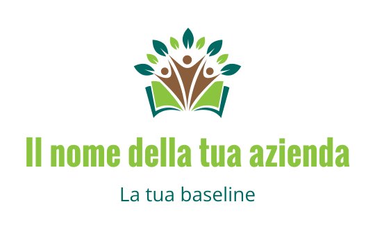Logo colorato con un libro aperto e foglie stilizzate