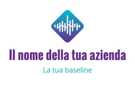 Logo moderno a forma di diamante con elementi di onda sonora in blu e viola