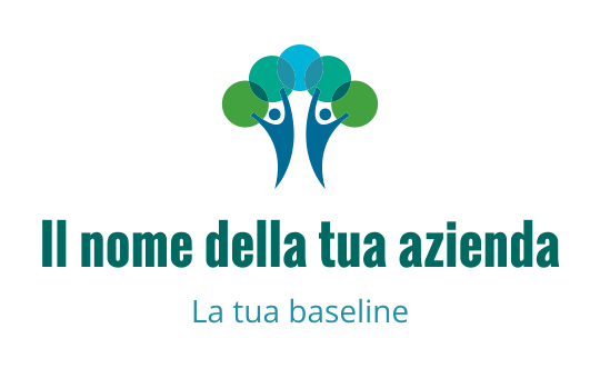 Design del logo moderno con alberi astratti in tonalità di blu e verde