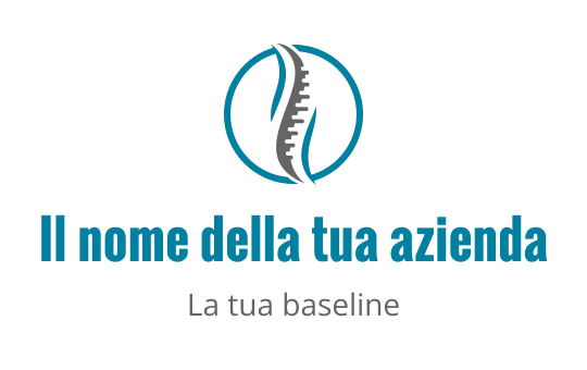 Design del logo moderno con una spina stilizzata all'interno di un contorno circolare