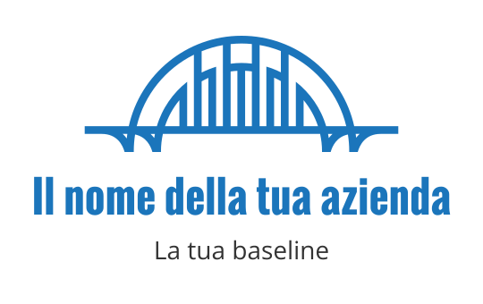 Logo design moderno di un ponte blu con linee verticali e archi