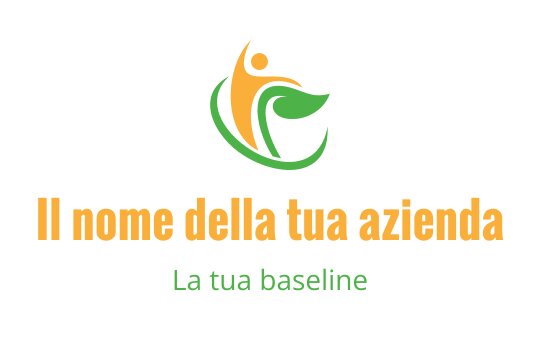 Logo dinamico con figura stilizzata e foglie verdi