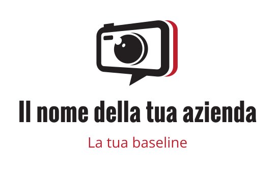 Logo di una moderna fotocamera con fumetto e tipografia audace