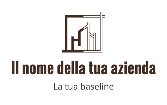 Design del logo moderno con contorno geometrico di un edificio marrone