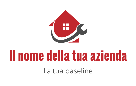 Logo di una casa moderna con un elemento chiave inglese e tetto rosso