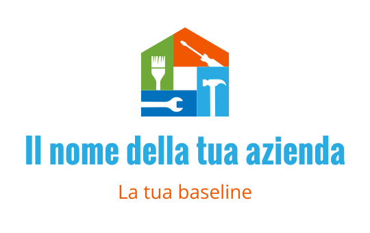 Logo di una casa colorata con strumenti e un pennello